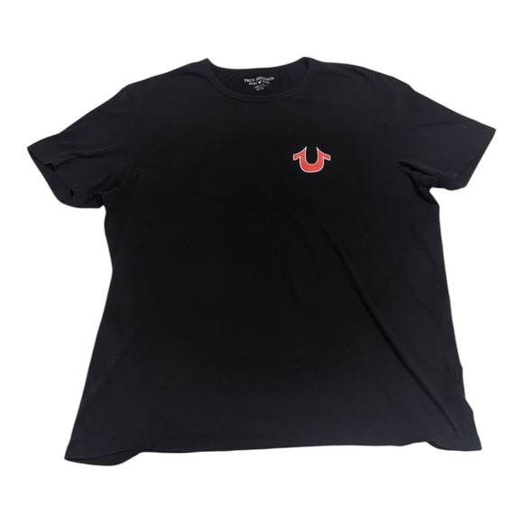 True Religion Men's Double Puff‎ Logo Short Sleeve Crewneck Tee Black Size 2XL - Picture 1 of 9